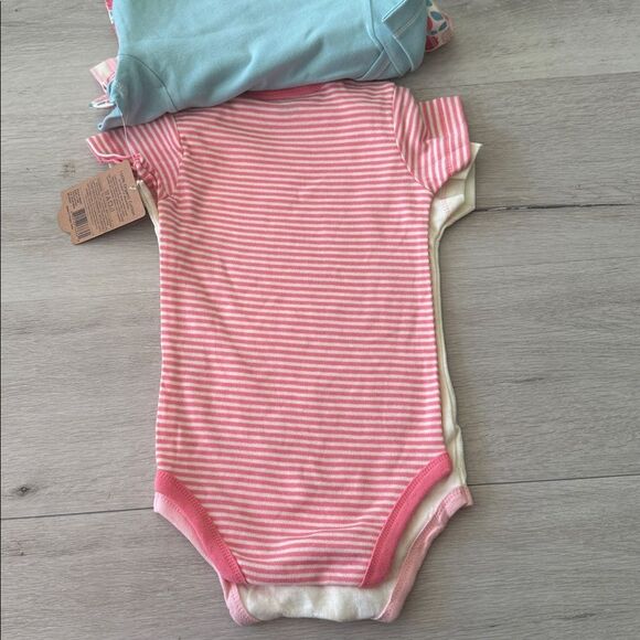 Touched By Nature Organic Cotton 5 Pc Bodysuits Rosebud 9-12 MO NWT - Picture 16 of 16